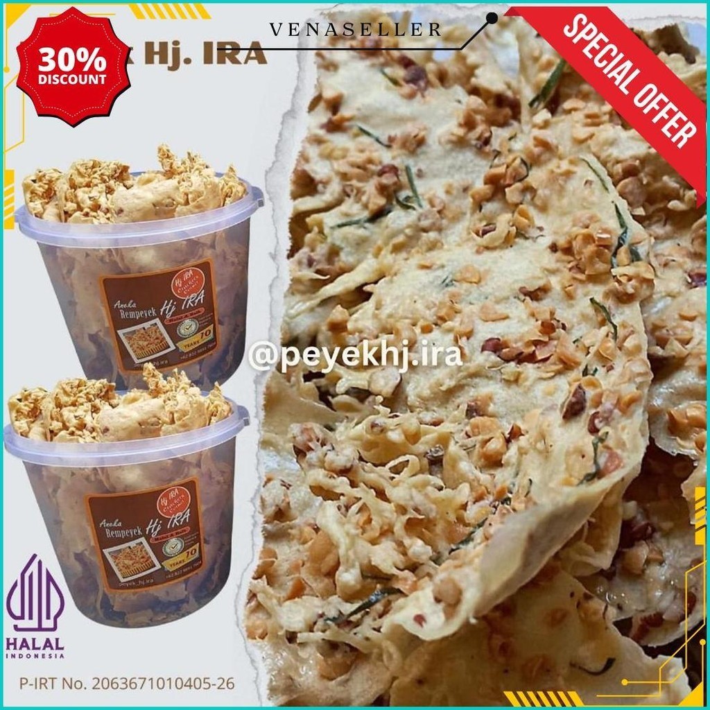 

Peyek / Rempeyek Hj. Ira - Kacang Tanah - Toples 5 Liter - Aman Sehat Lezatnya Kemriyukk Siap Kirim