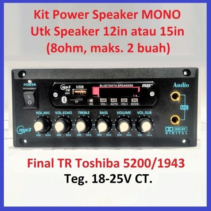 readyy... kit power speaker aktif echo bluetooth mono 300 watt