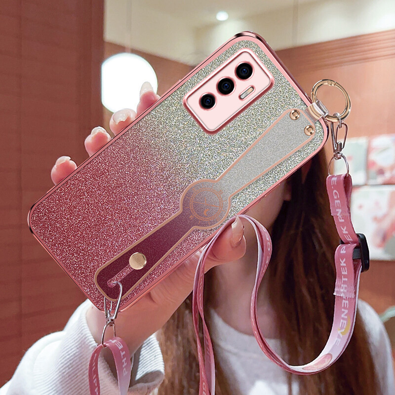 For Vivo V23E 4G V23E 5G Y75 4G S10E V20 SE Y70 2020 casing case Flash powder electroplating Wrist s