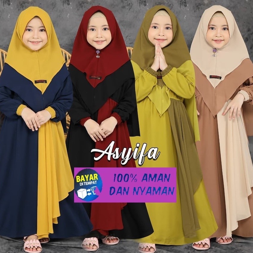Baju Muslim Anak Perempuan Gamis Anak Usia 7-12 Tahun Asyifa kids Model Gamis Anak Terbaru 2021