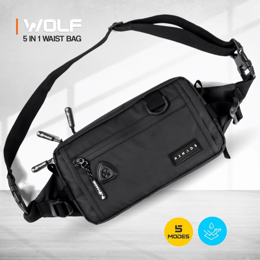Tas Selempang Mr Mads - Wolf Waist Bag - Tas Selempang Pria Tas Pinggang Clucth Bag Shoulder Bag