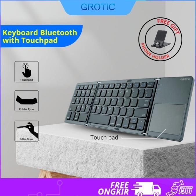 Grotic Keyboard Wireless Bluetooth Lipat Touchpad / Trackpad Portable