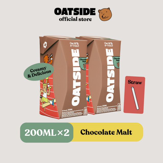 

OATSIDE Oat Milk Chocolate Malt Straw (Kemasan dengan Sedotan) 200ml x 2 pcs