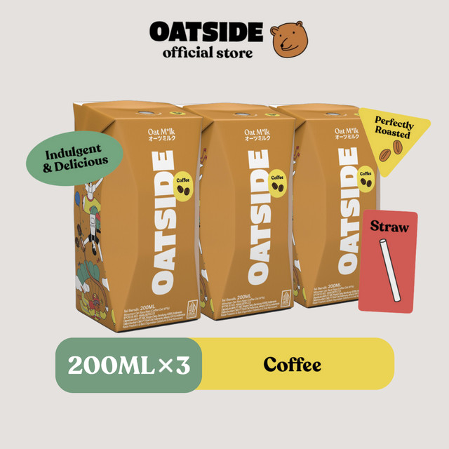 

OATSIDE Oat Milk Coffee Straw (Kemasan dengan Sedotan) 200ml x 3 pcs