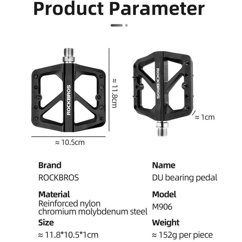 Pedal Sepeda Rockbros M906 Mtb Mountain Bike Pedal Nylon Bicycle Pedal  Ready