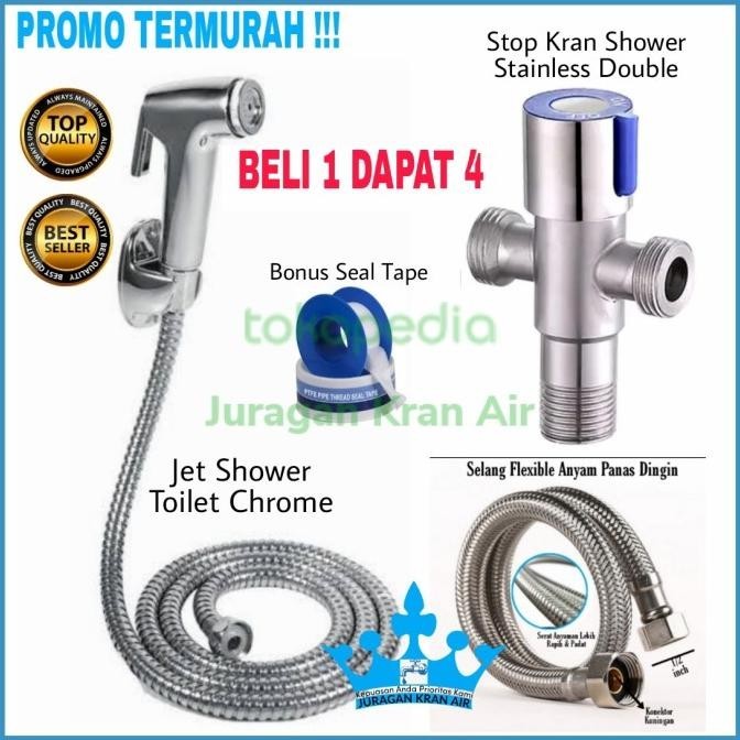 Jet Shower Toilet Closet Stop Kran Cabang Selang Kloset Stainless