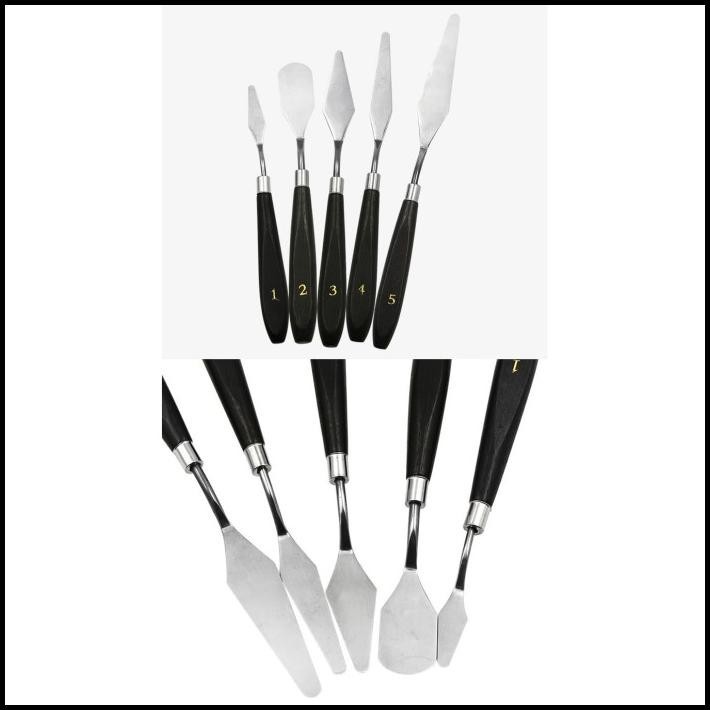 

TERMURAH 5 PCS OIL PAINT SCRAPER SET SPATULA / ALAT CAMPUR CAT PALLET PALETTE !!!!!