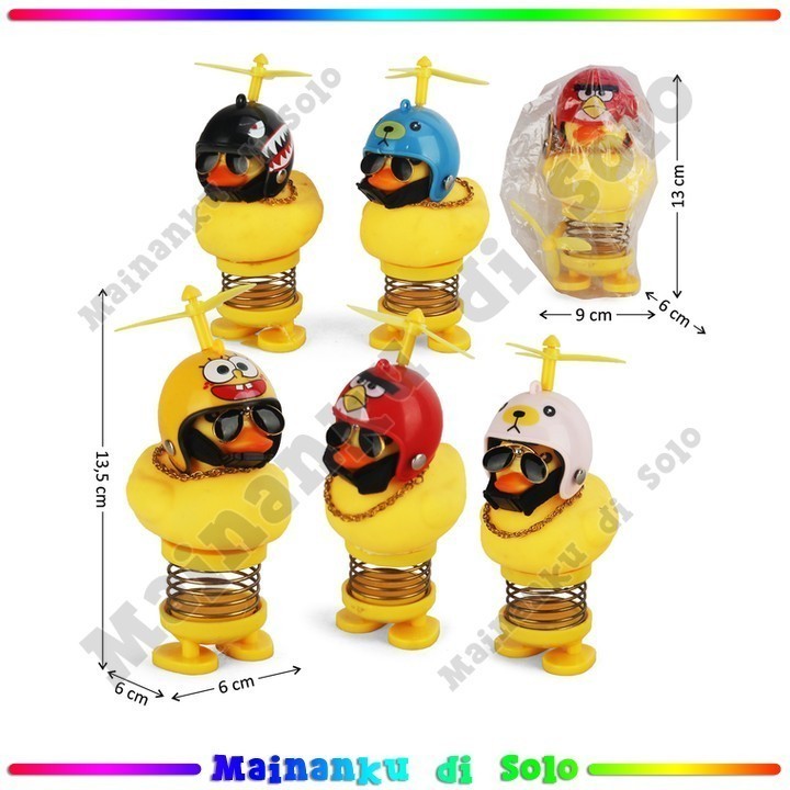 [Mainanku] Pajangan Sepeda Motor Spring Doll Bebek Helm LED Mainan Anak