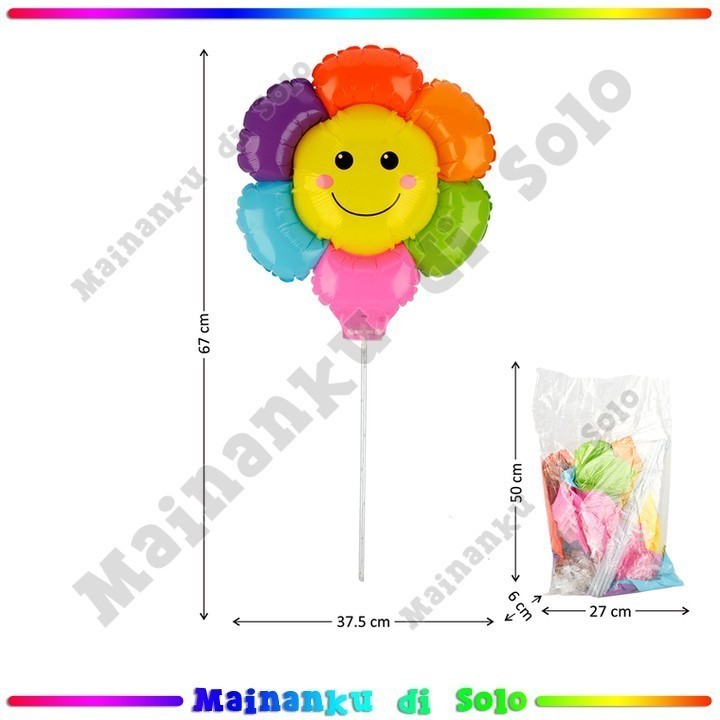 [Mainanku] Balon Gas Matahari Pelangi + Stik 20 Pcs