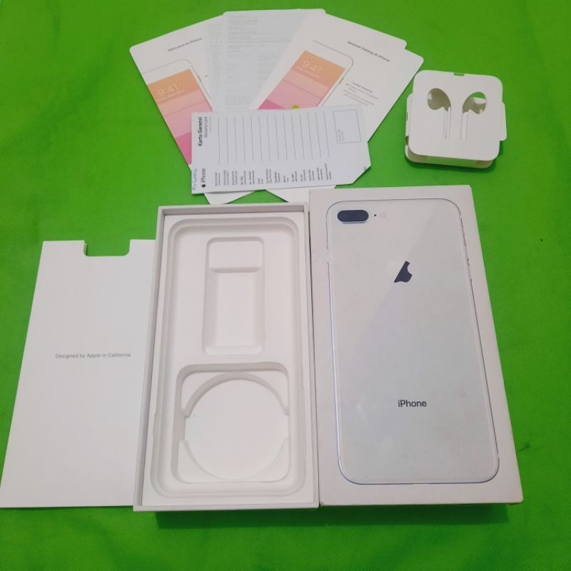 dus box iphone 8 plus silver original 100% copotan ibox lengkap manual book