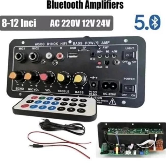 MURAH KIT MODUL POWER AMPLIFIER STEREO AC/DC 2MIC HIFI BASS USB FM D10 OK 2807T