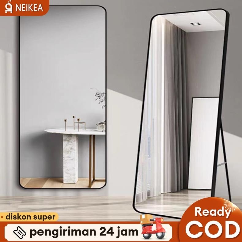 Cermin Berdiri Full Body dengan Roda Cermin Aesthetic Cermin Gantung Cermin rias
