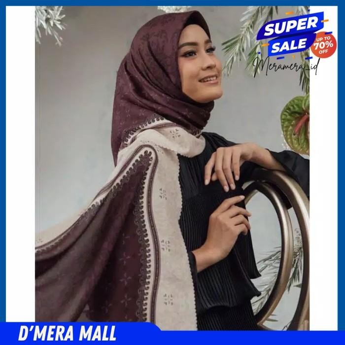 HIJAB SEGI EMPAT VOAL EKSKLUSIF MOTIF ANGGREK UNGU KERUDUNG JILBAB