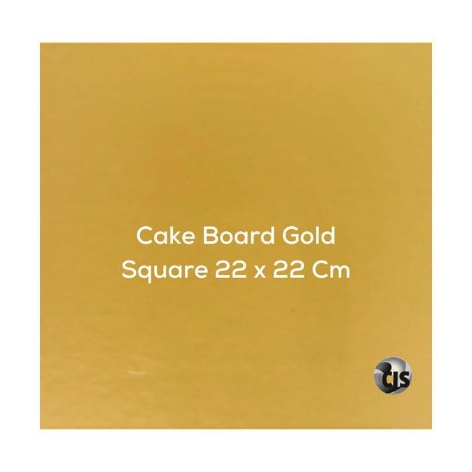 Tatakan Kue / Cake Board / Alas Kue Tart Kotak Gold 22 X 22 Cm