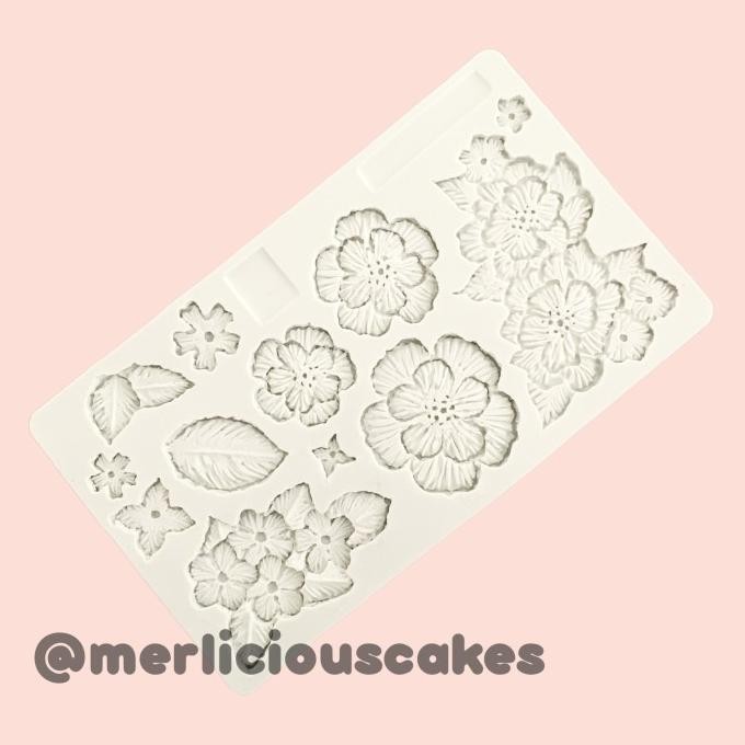Embroidery Flower Silicone Mould Fondant Edible Lace Silikon Kue Cake