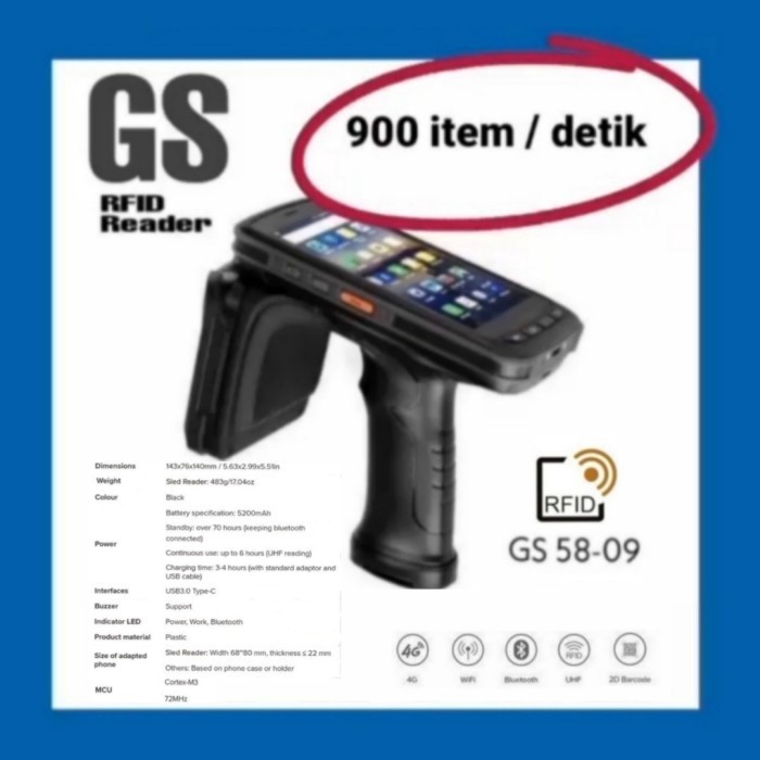 Terlaris RFID Reader Handheld UHF RFID Reader UHF Android RFID readerBluetooth SALE