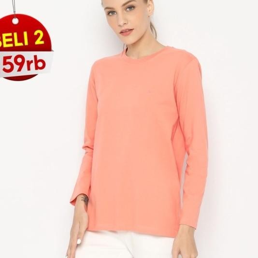 Romp Kaos Polos Wanita Lengan Panjang - Roundne Peach