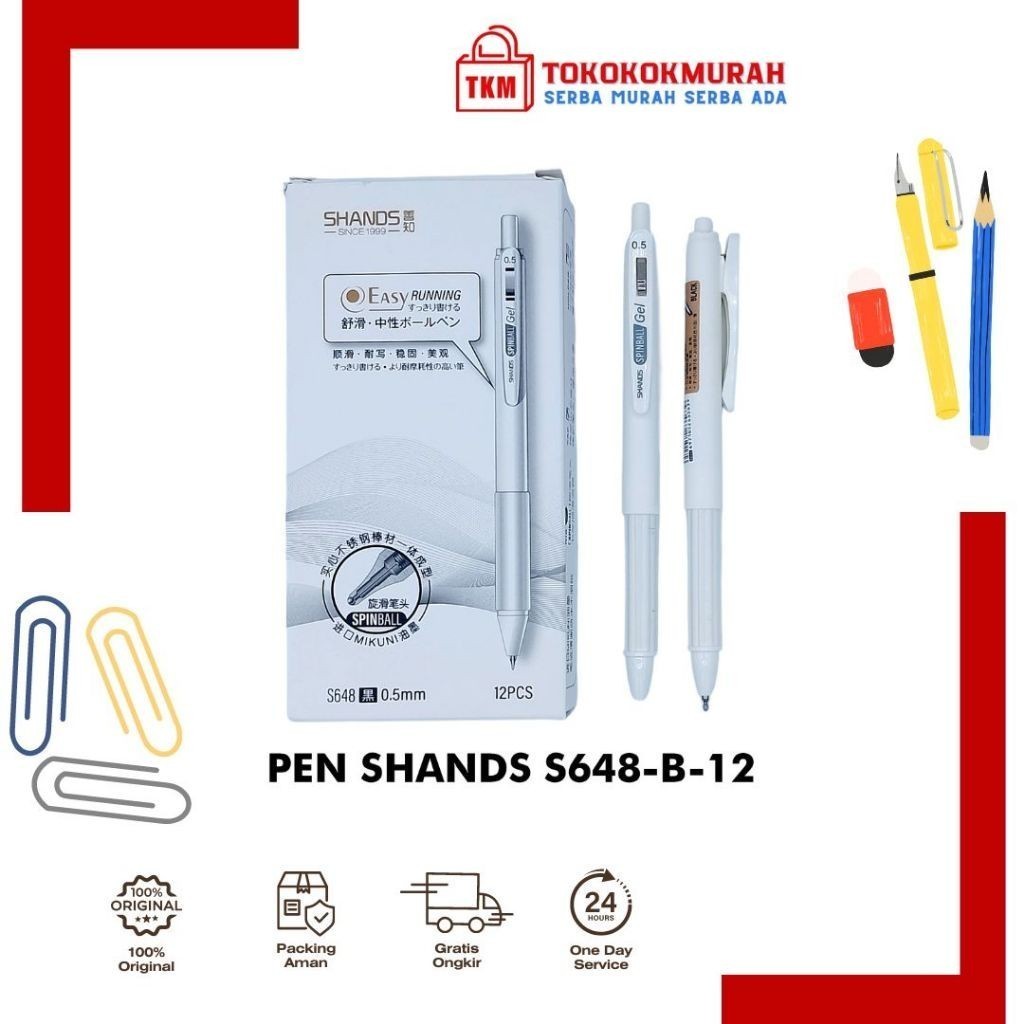 

PEN SHANDS S 648 -B 12 PUTIH GEL PEN