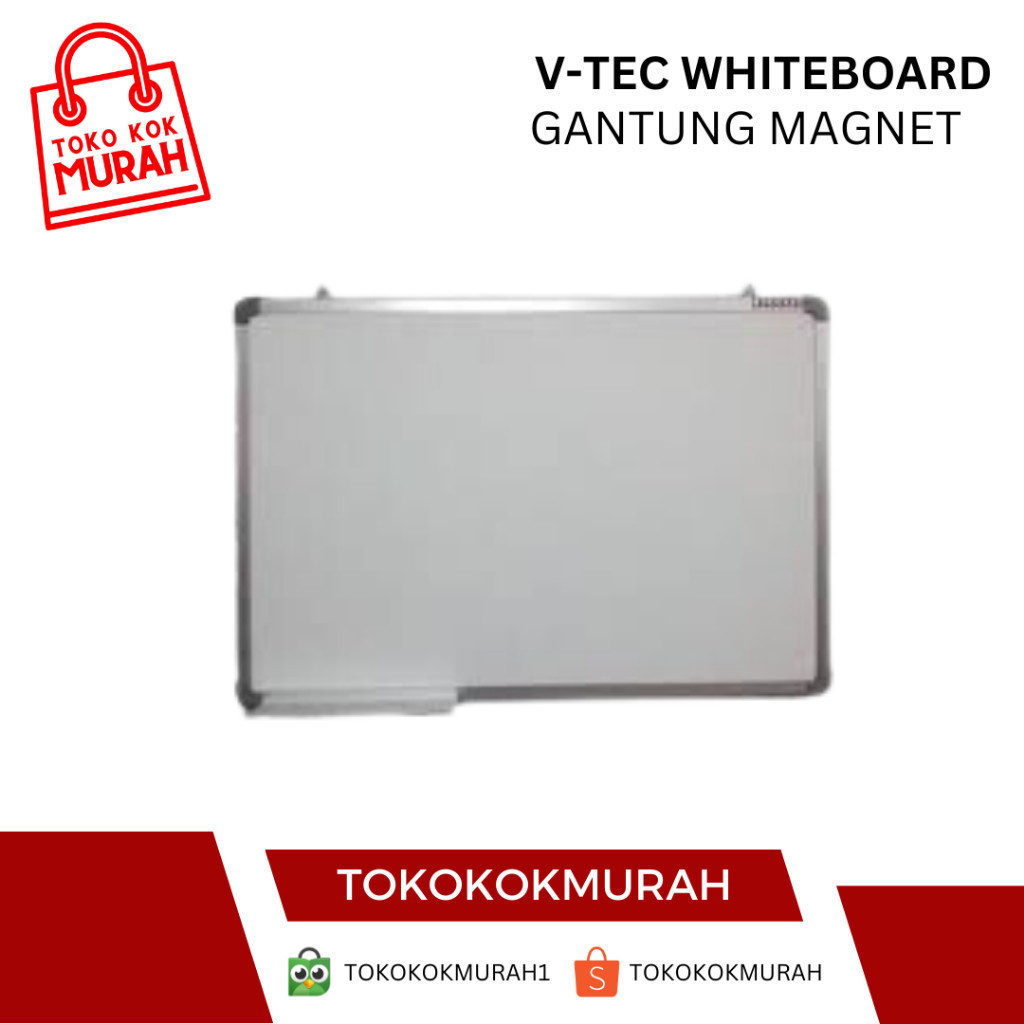 

V-TEC WHITEBOARD PAPAN TULIS GANTUNG MAGNET 30 - 70 CM