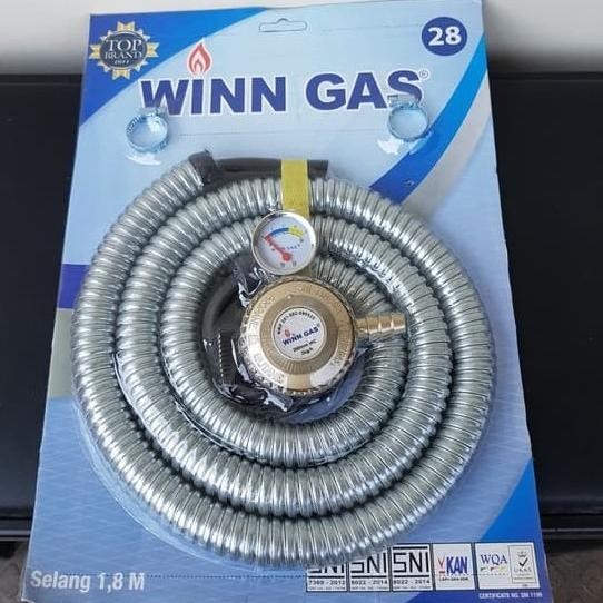 Paket Regulator Gas Lpg Dan Selang Gas Lpg 1.8 Meter Winn Gas 28