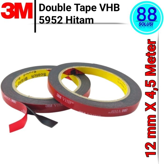 

Double Tape Vhb 3M 5952 Original Dobel Tip Hitam Perekat Kuat 12Mm