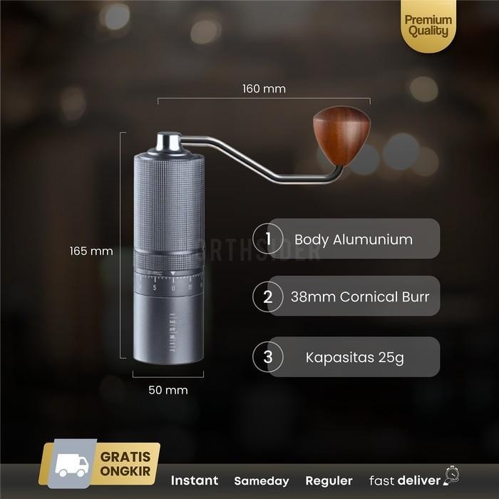 Jinsei Coffee Grinder Kopi Manual Stainless Conical Burr 6 Core Js-G3