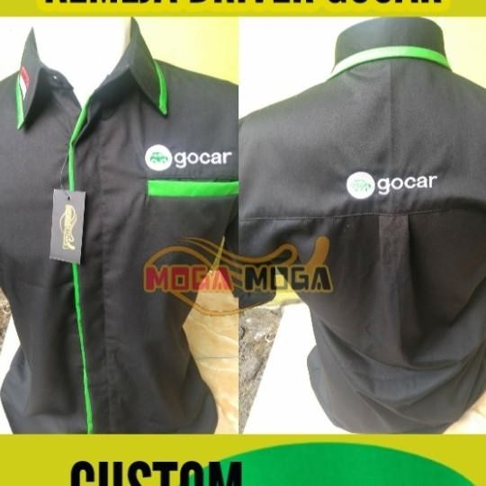 Baju Driver Gocar Lengan Dek Kemeja Pria Seragam Kerja Warna Hitam