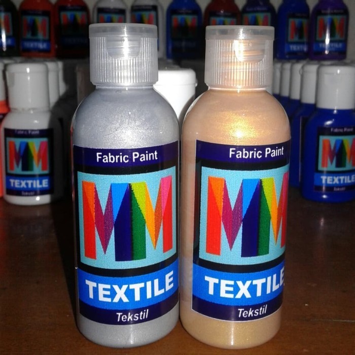 

Cat Textile Mm 60Ml Warna Emas Perak, Gold Silver Untuk Lukis Kain