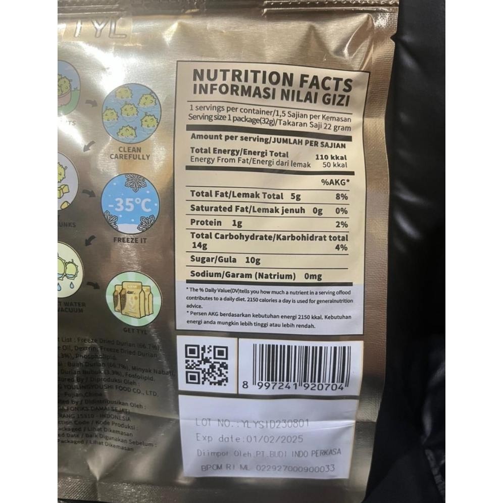 

gh-56 TYL Ursnacks freeze dried Durian / Snack buah kering rasa Durian 32grm Viral