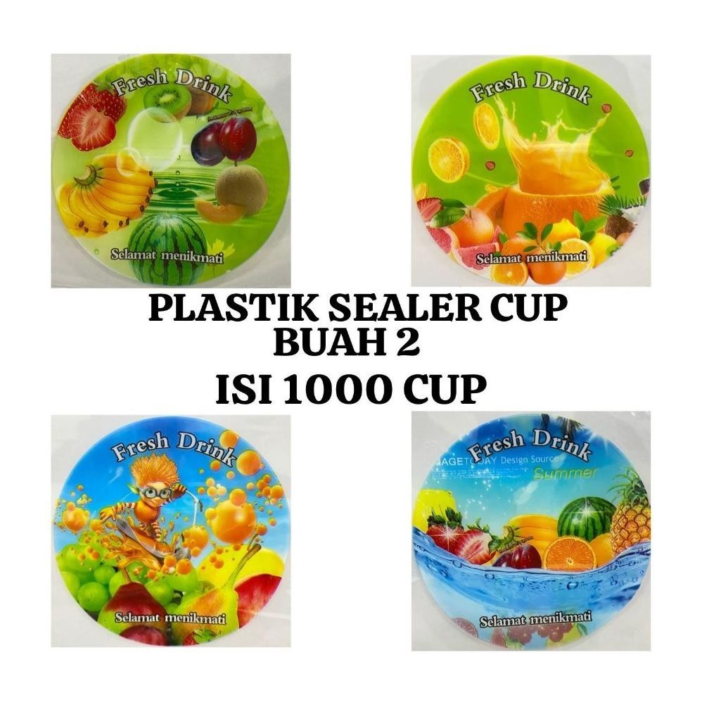 TRE cup sealer mini isi 1000 CUP MOTIF KARTUN BUAH POLOS TEH DRINK TERMURAH TERLARIS