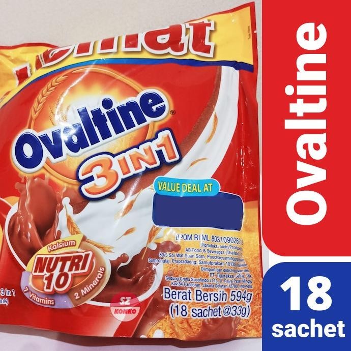 

Ovaltine 3 in 1 Hemat 594gr isi 18 sachet - Malt Coklat bukan swiss