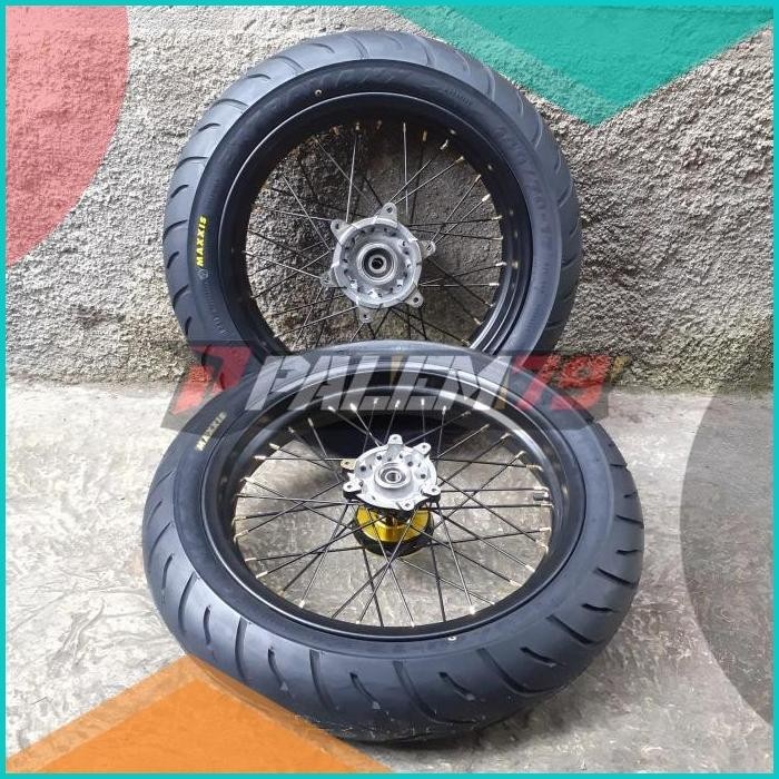Wheelset CRF 150 L Supermoto Expedition Velg 300 350 Tromol Gold Black