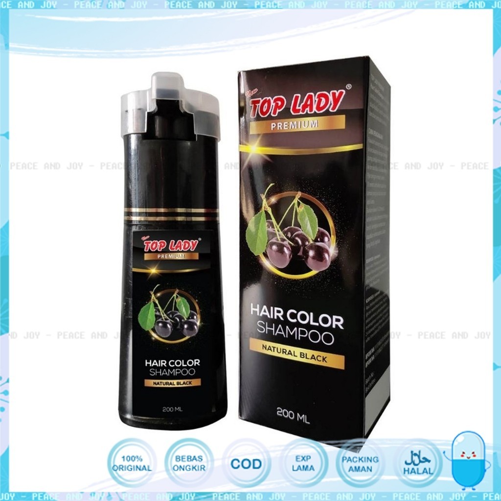 TOP LADY PREMIUM HAIR COLOR NATURAL BLACK 200 ML CAT RAMBUT HITAM DIJAMIN ORIGINAL