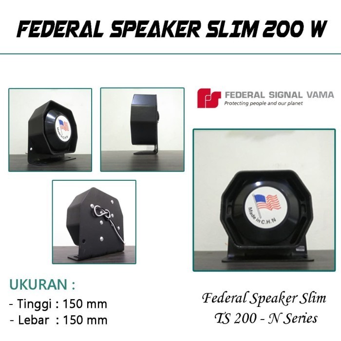 TOA SPEAKER SLIM FEDERAL SIGNAL 200 WATT FULL ALMUNIUM TS200N