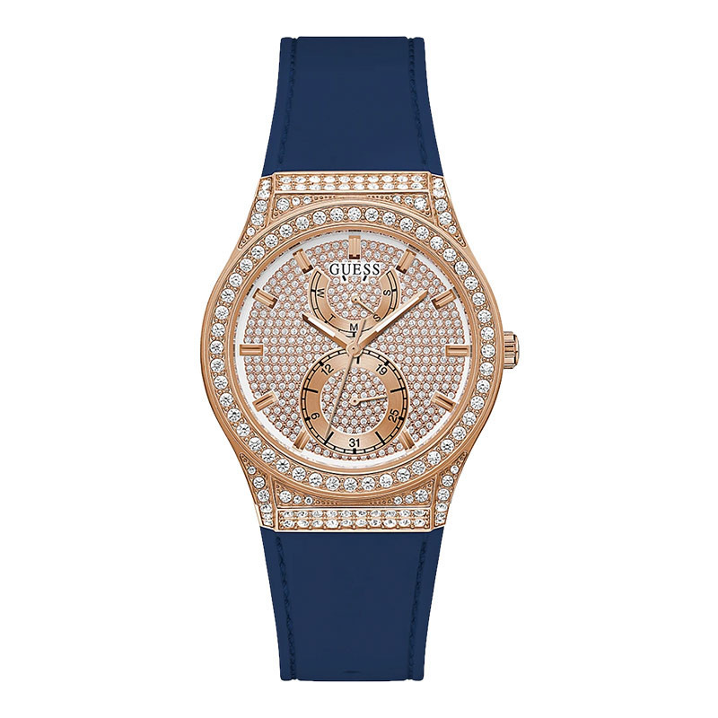 [PAYDAY SALE] Jam Tangan Wanita Guess Princess GW0439L4 Ladies Rose Gold Dial Blue Silicone Strap