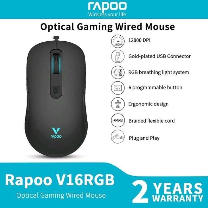 RAPOO MOUSE OPTICAL GAMING RGB [RAPOO-V16RGB]