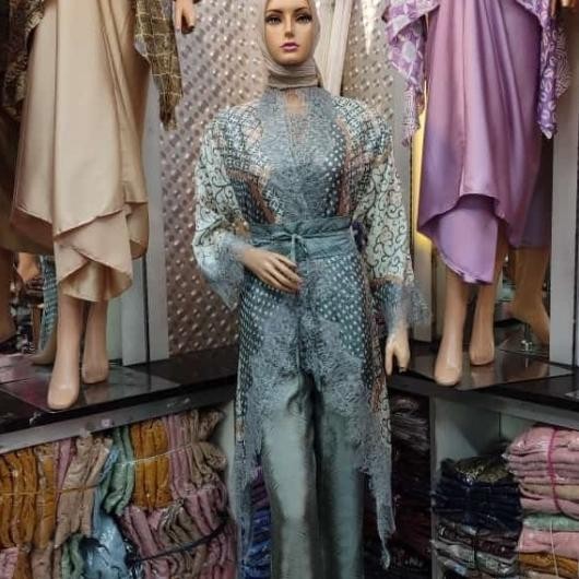 Setelan Celana Outer Belt Batik Wanita Ern Renda Viscose Se Sutra