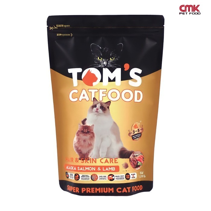 Makanan Kucing Tom'S Cat Food Hair & Skin Care 1.2Kg - 34% Protein