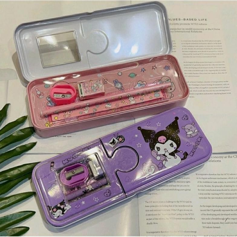

Original Kotak Pensil Sanrio 2 Tingkat Model Besi Isi 5Pcs/Set Ukd-
