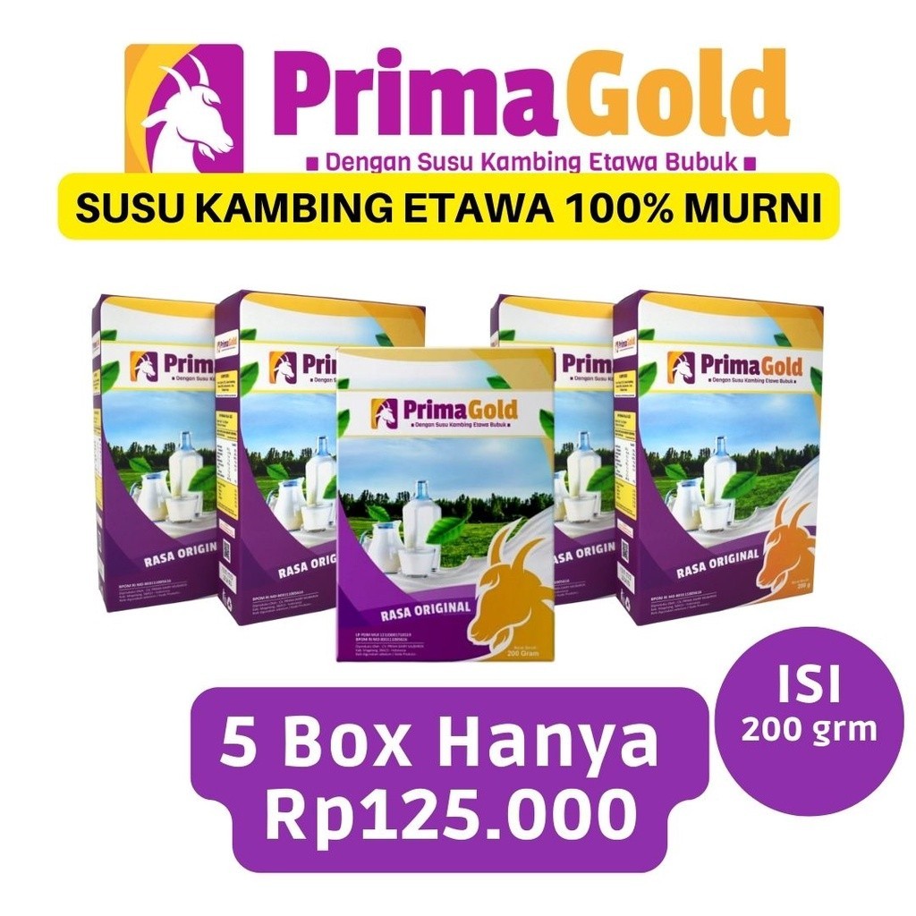 

100% ORIGINAL PRIMAGOLD Susu Etawa 5 Box Terbaru Diskon Premium Paket Hemat Bubuk Kekinian V3L3 Terkini Promo Berkualitas Populer Asli Bagus Goat Milk