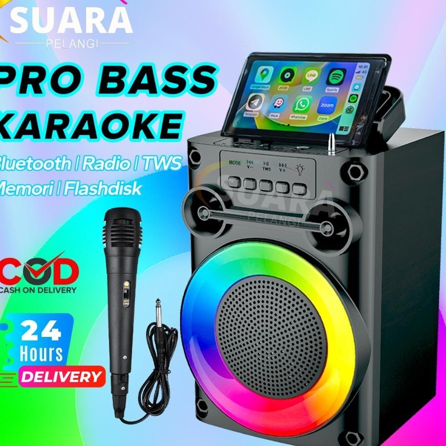 Pro BassSpeaker Bluetooth Karaoke Protable Bass Polytron Besar Ni Wireless Musik Box Full Bass Salon
