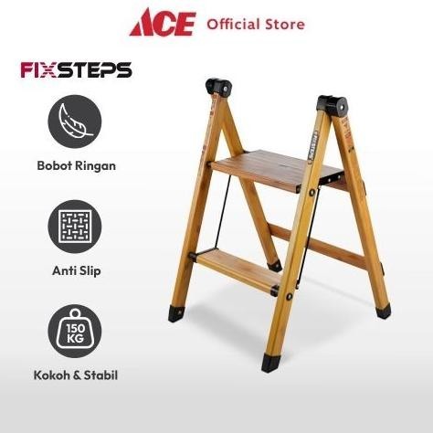 Fixsteps 63 Cm Tangga Lipat Aluminium Slim 2 Step Motif Kayu E88A