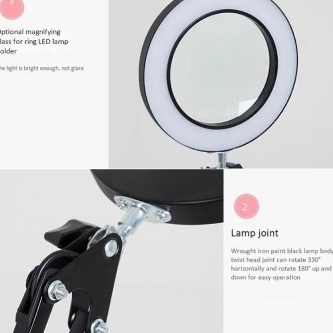 

! AVPRO DESK LAMP 16CM LED RING WITH 8X MAGNIFYING GLASS W BASE 15CM