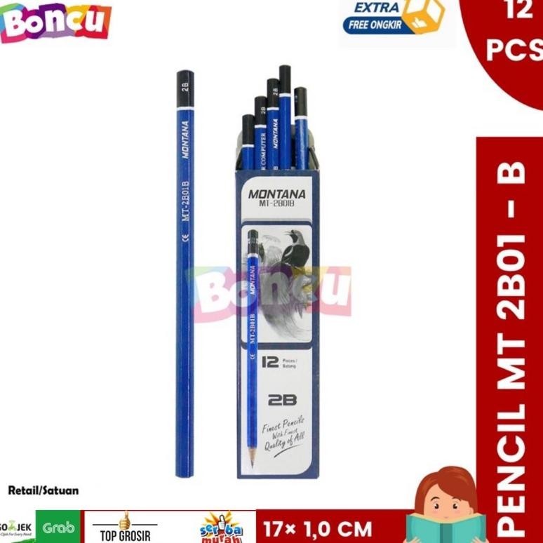 

ii-99 [ 1PAK ] BONCU Pencil 2B Biru / Pensil Montana MT2B01-B / Pensil 2B Murah Murah