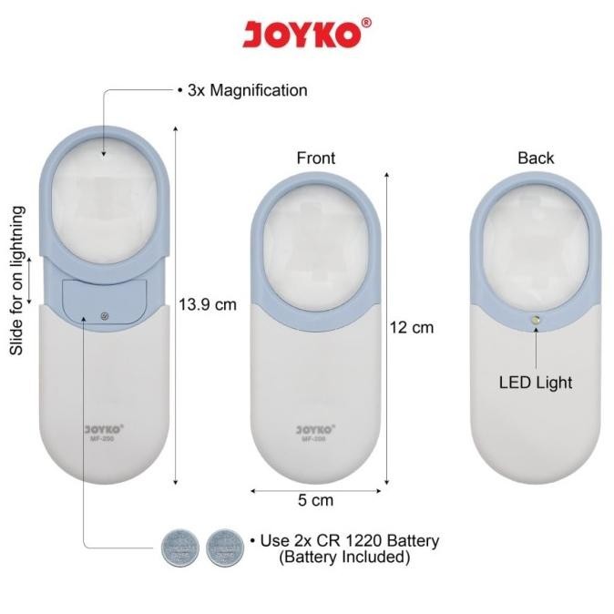 

Joyko MF-200 Magnifier With Light LED / Kaca Pembesar Dengan Lampu LED
