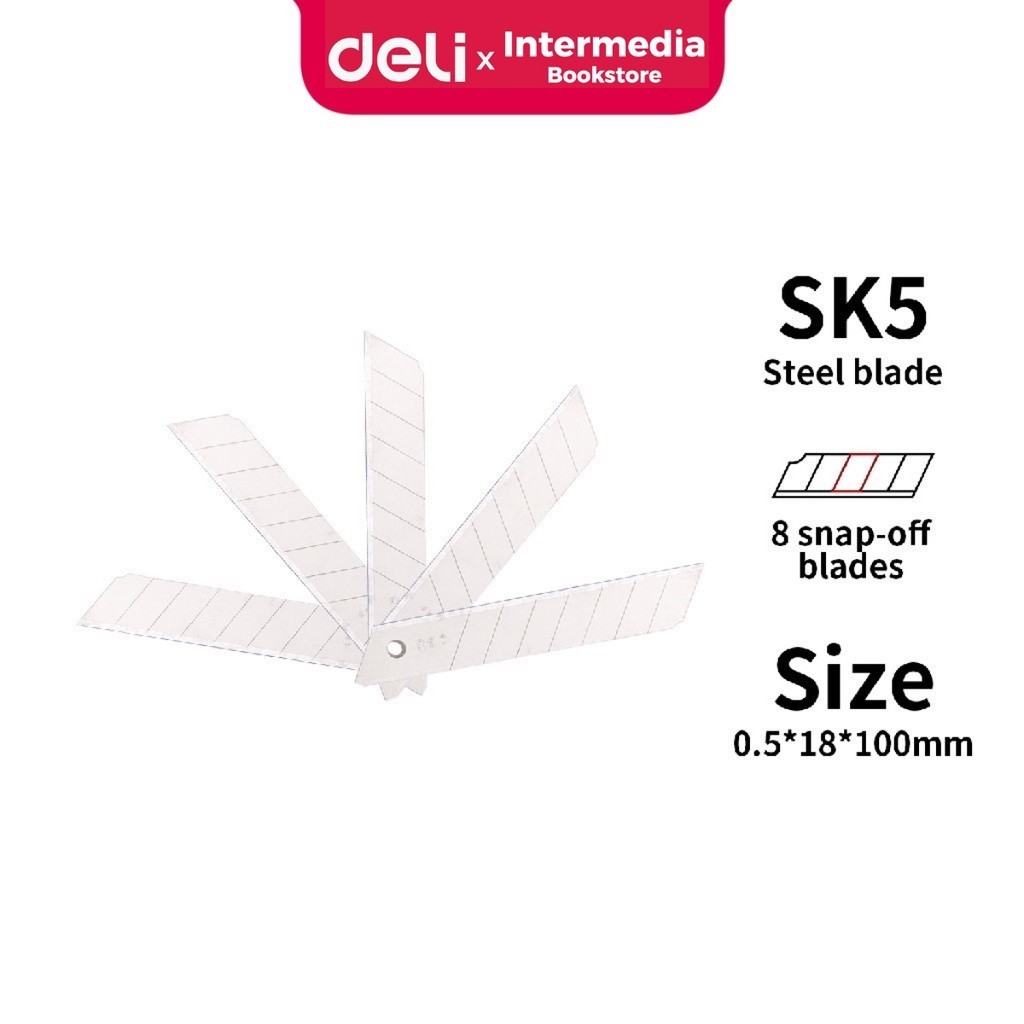 

Deli Isi Ulang Besi Cutter W40650 anti karat 5pcs/box Material kuat berkualitas tinggi