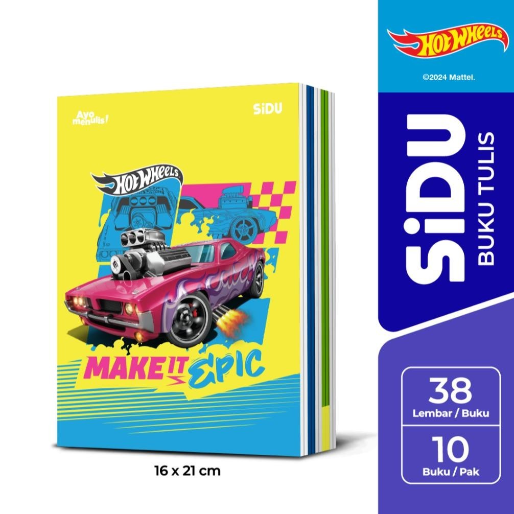 

hj-54 SiDU Buku Tulis Hot Wheels 38 Lembar - 10 buku Hemat