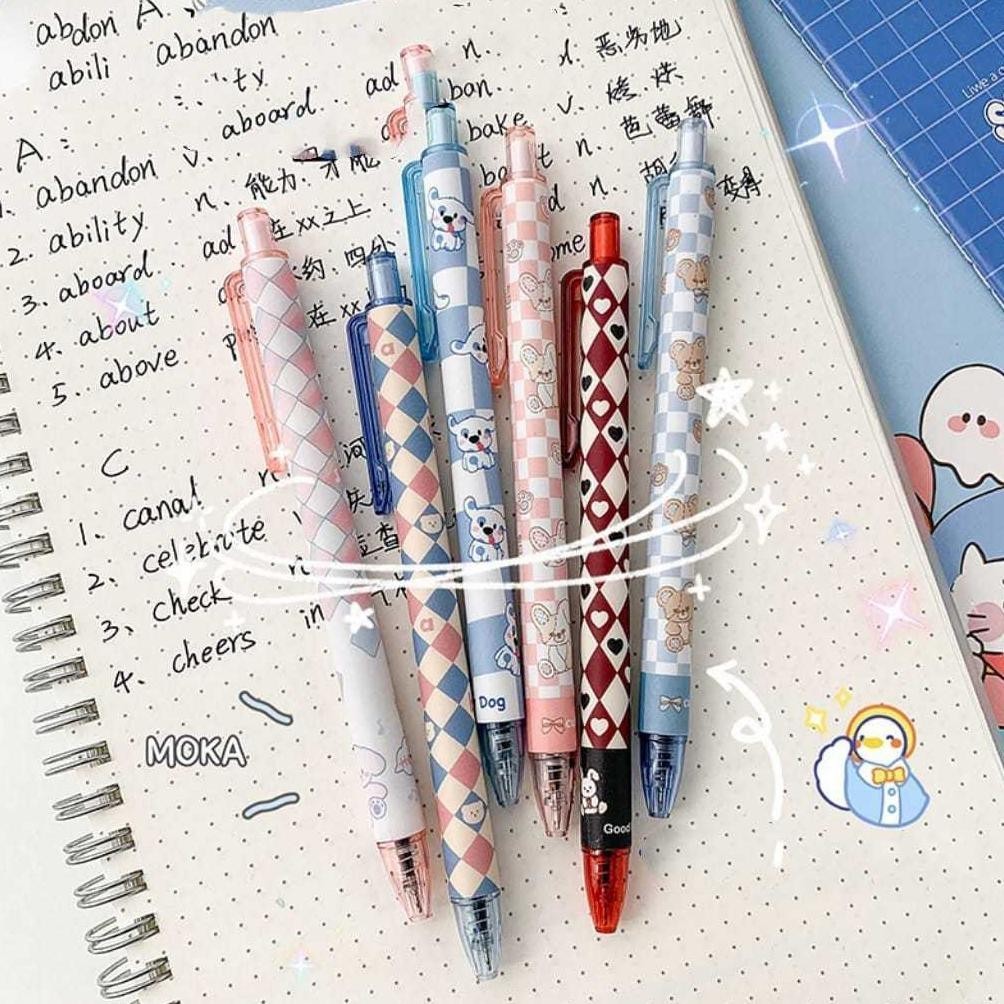 

lij-56 SANDBOX - KP145 1 SET BERISI 6 PULPEN GEL KARTUN/PENA GEL MEKANIK POLA LUCU(0.55MMHITAM) Terlaris