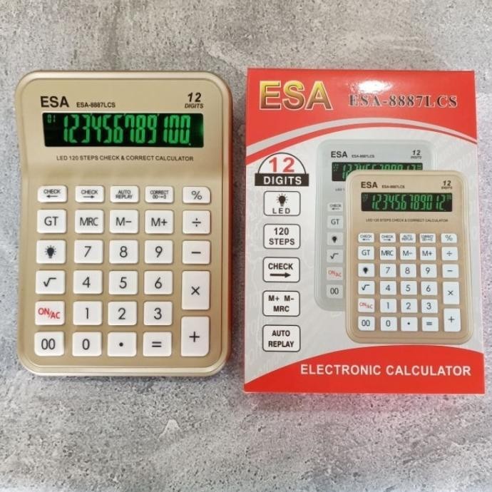 

ESA-8887LCS LED 12 Digit CALCULATOR LAYAR HIJAU- Kalkulator NYALA Cek