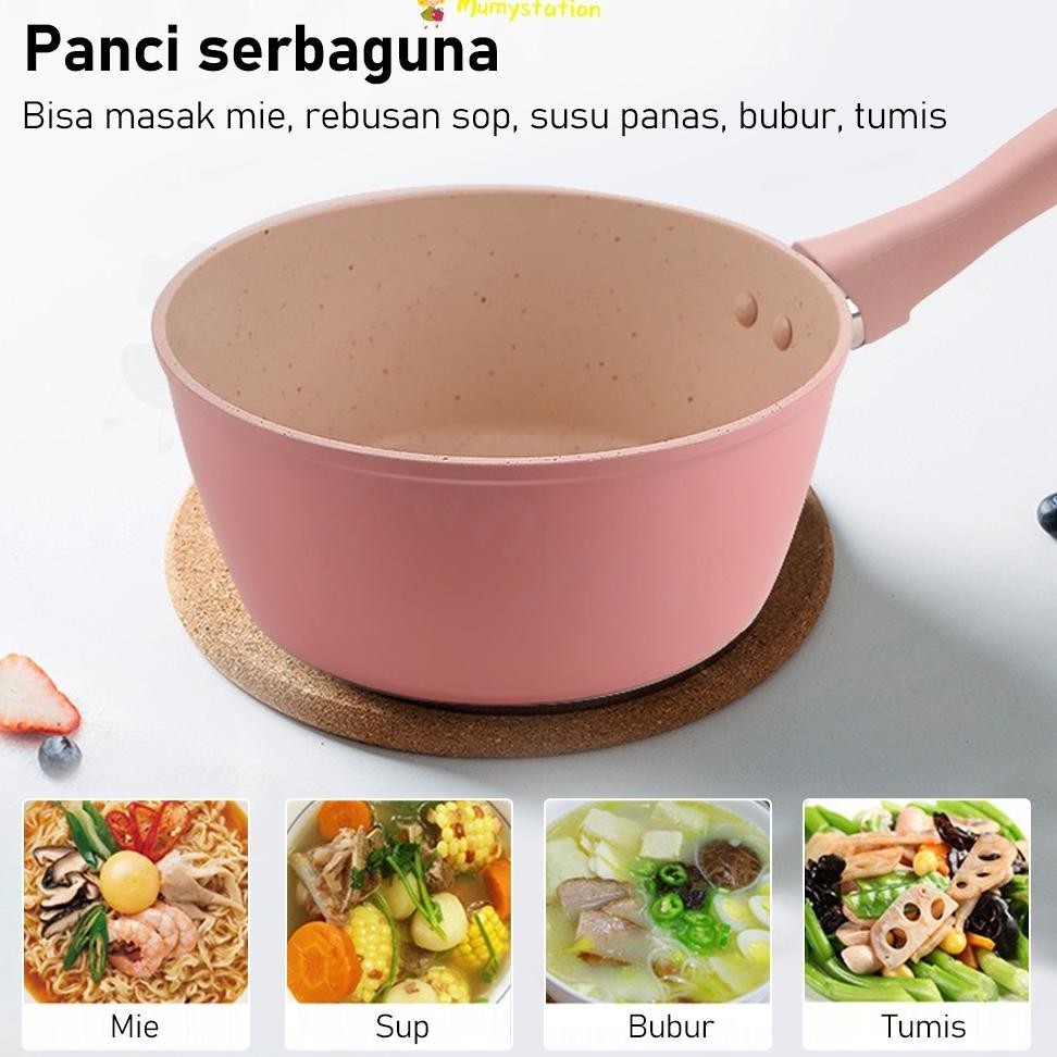 stok Mumystation 12/14/16/18Cm Panci Milk Pot Panci Susu Anti Lengket/Panci Mpasi Rebus Enamel TERLA